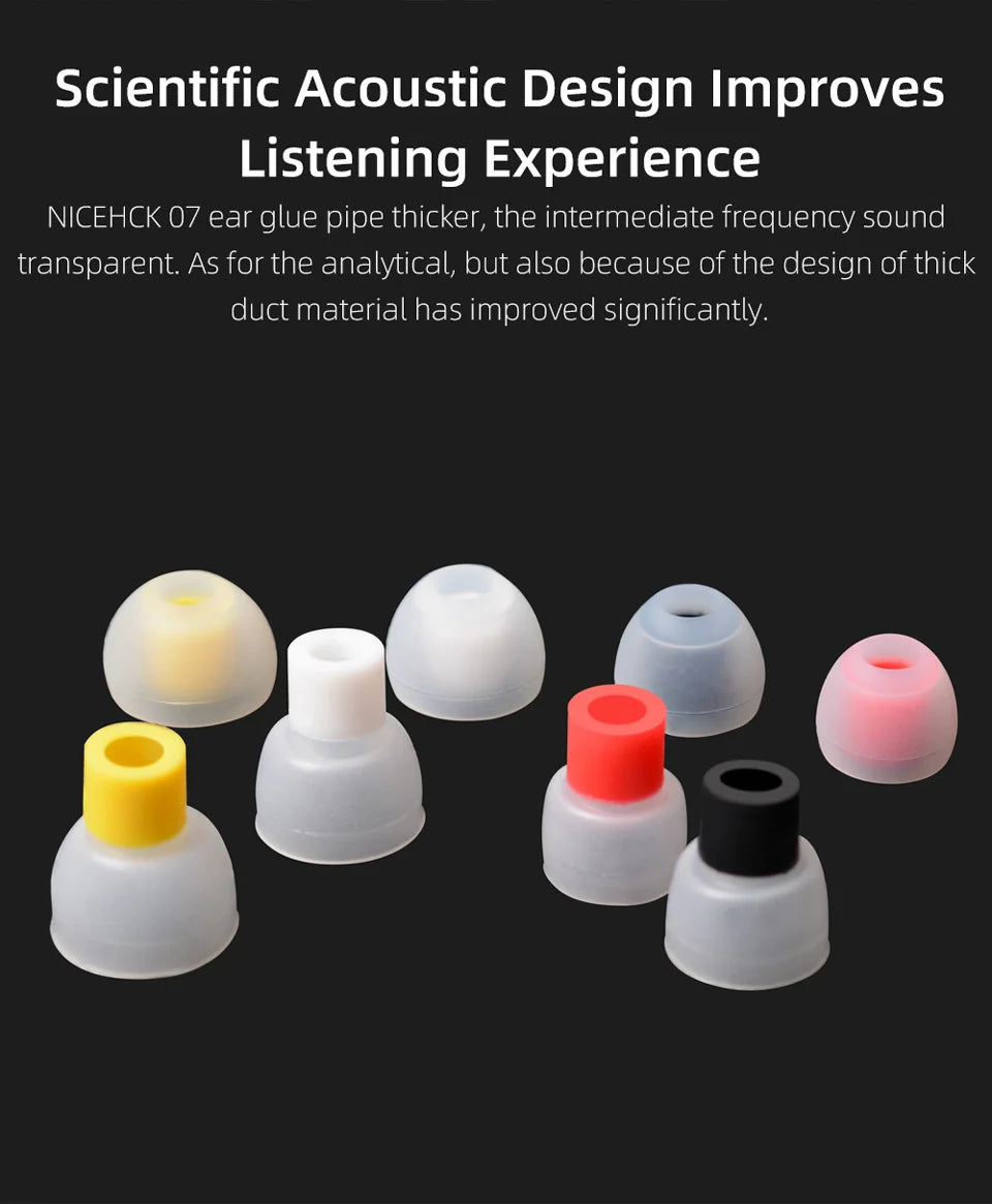 NICEHCK 07 Noise Isolating Silicone Ear Tips Soft Safe Eartips Improve Vocal For DB2 4U ASX ZSN ZS10 Pro ZSX In Ear Earphone