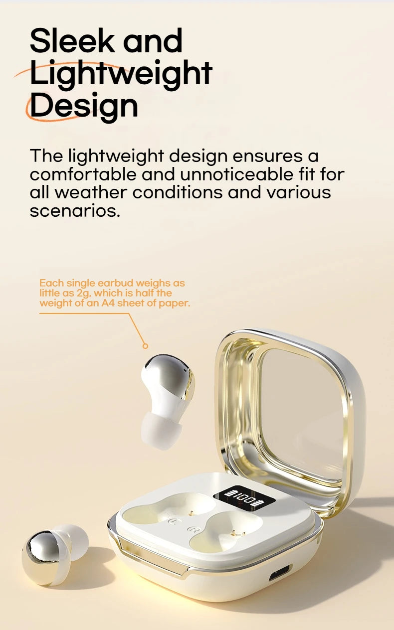 Sansui W42 Sleeping Earphones Wireless Bluetooth TWS Earbuds Invisible in-Ear Bluetooth 5.4 Headsets Physical Noise Reduction