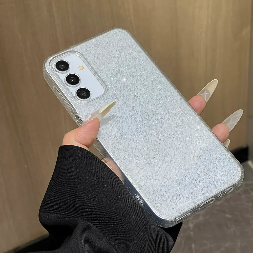 Luxury Bling Glitter Clear Case For A55 5G A56 A36 A54 A15 A16 A24 A25 A12 A05 A06 A05s Shockproof Transparent TPU Cover Funda