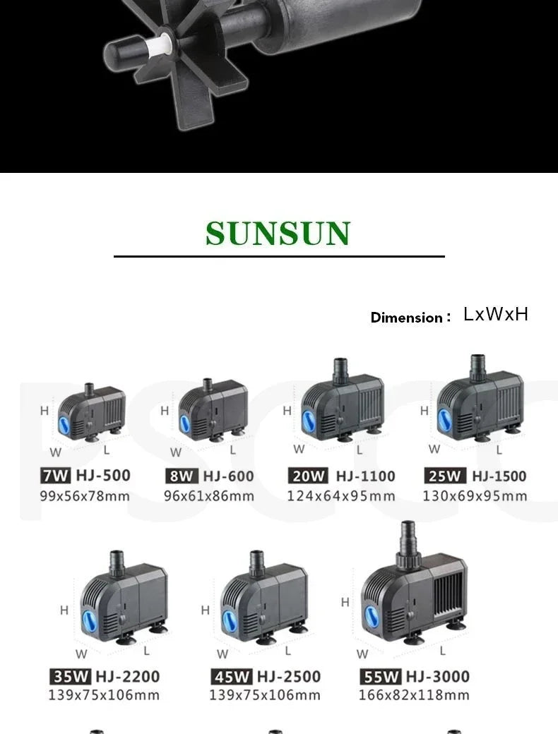 SUNSUN HJ-500 HJ-600 HJ-1100 HJ-1500 HJ-2200 HJ-2500 HJ-3000 Aquarium Fish Turtle Tank Water Pump 220v