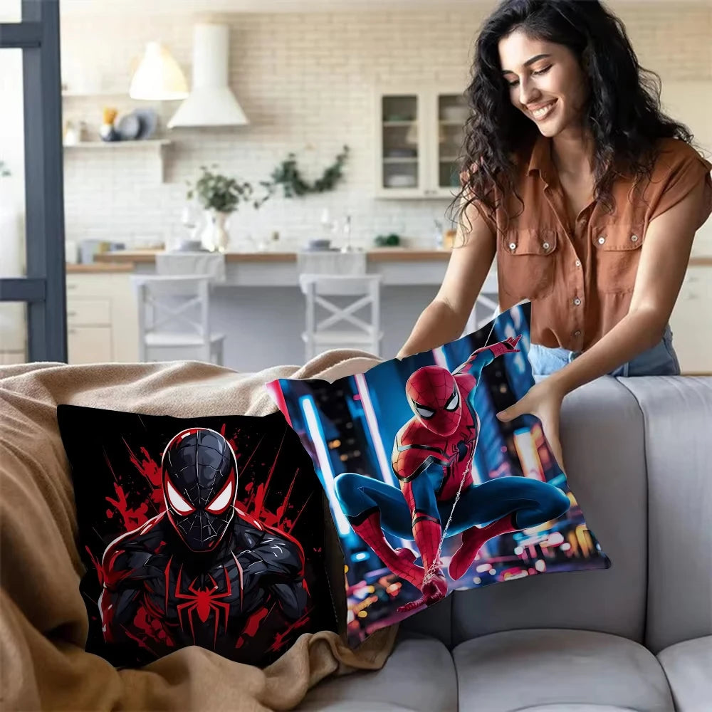 MINISO Cartoon Anime Spider-Man Pillow Covers Decorative Home Double-sided Print Square Pillow Living Room Decoration Pillowcase
