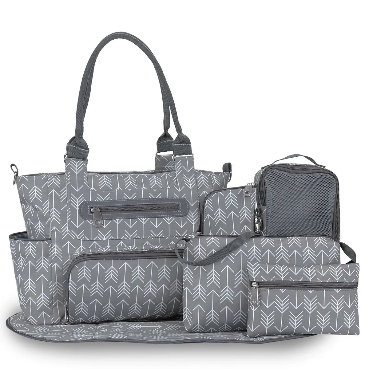 Women Shoulder Bag Travel 7 Pcs/Set Baby Diaper Bags Go Out Large Capacity Newborn Nappy  Bag with Changing Pad Multi-functional