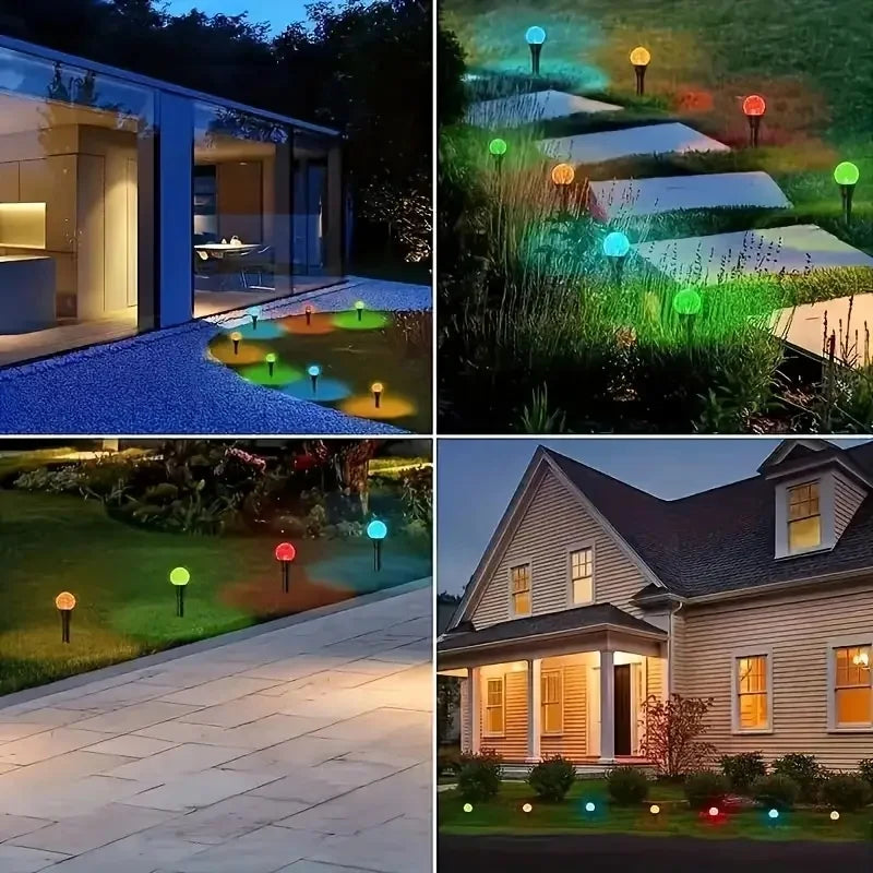 LED Solar Garden Light  Bubble Path Lighting Crystal Ground Stakes Outdoor Lawn Lights- 8 Modes for Christmas Party Decoration