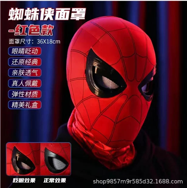 Spiderman Mascara Headgear Cosplay Moving Eyes Electronic Mask Spider Man Remote Control Elastic Toys For Adults Kids Gifts