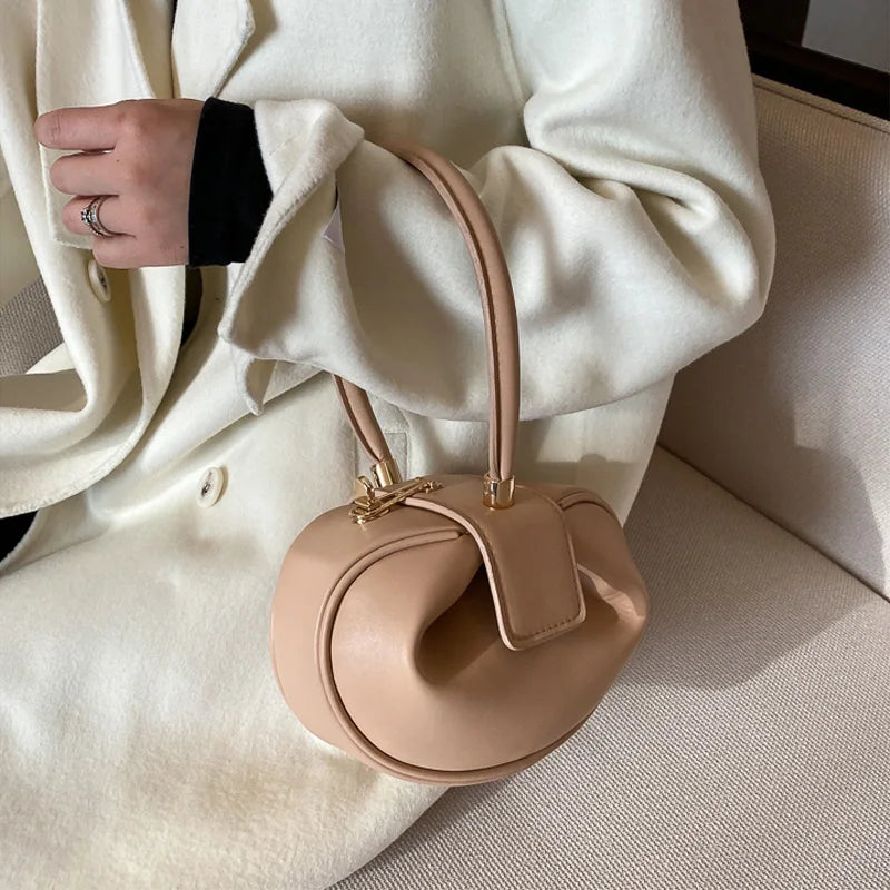 Bowling Spherical Women's Handbag Luxury Brand Designer Hobos Bag Fashion Mini Round Shoulder Bags PU Leather Female Purse