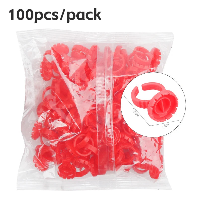 AILEISHI 100Pcs Disposable Eyelash Glue Fan Cup Rings Holder Container Tattoo Pigment Eyelash Extension Tools Lash Supplies