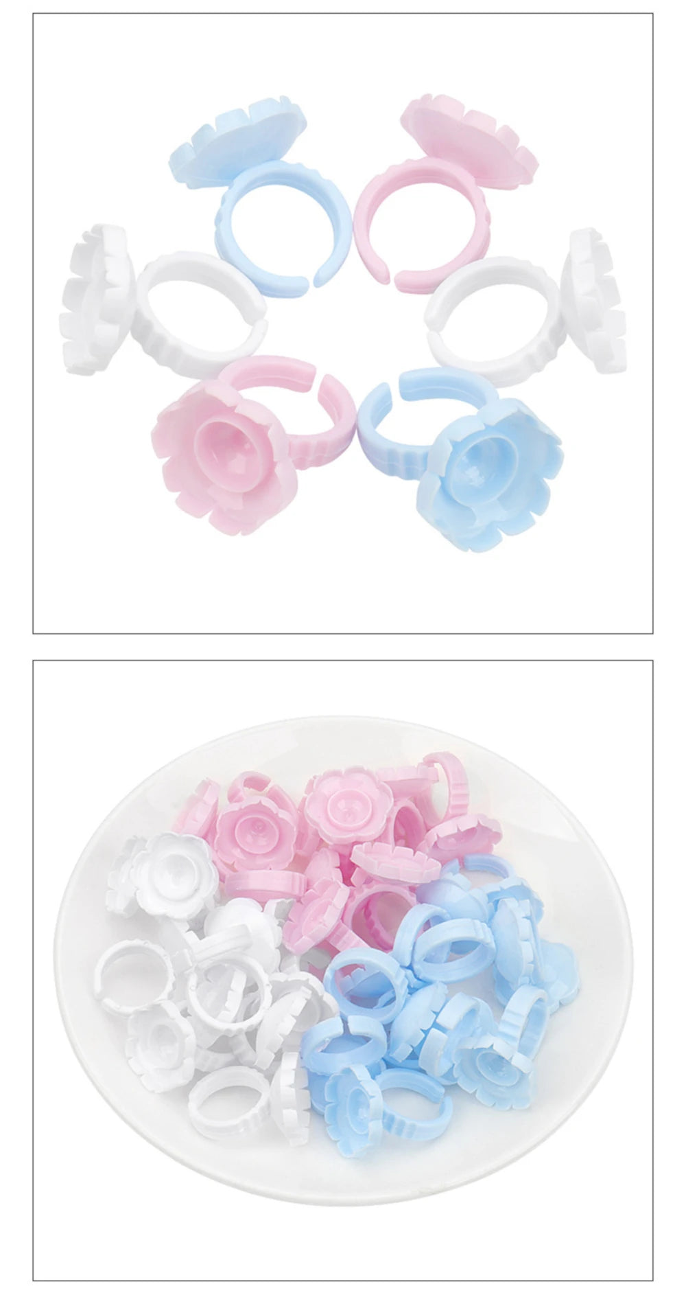 AILEISHI 100Pcs Disposable Eyelash Glue Fan Cup Rings Holder Container Tattoo Pigment Eyelash Extension Tools Lash Supplies