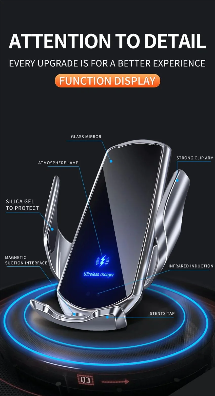 LIMUD Car Phone Holder Special Fixed Base For AUDI A6 C8 A7 C9 2019-2024 Wireless Charger Bracket Auto Interior Accessories