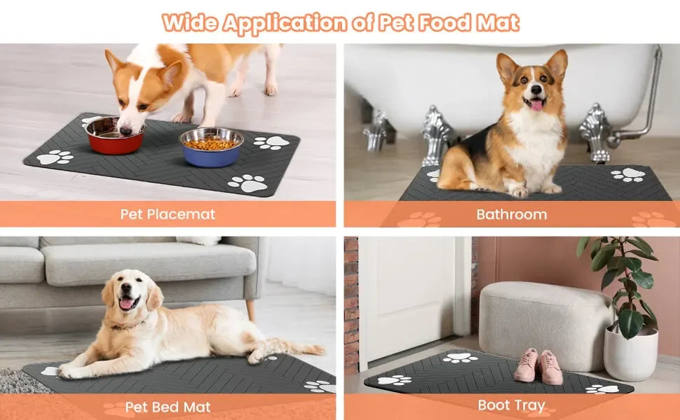 Pet Feeding Mat-Absorbent Pet Placemat for Dog Cat Food and Water Bowl with Waterproof Rubber Backing, Quick Dry Water Mat
