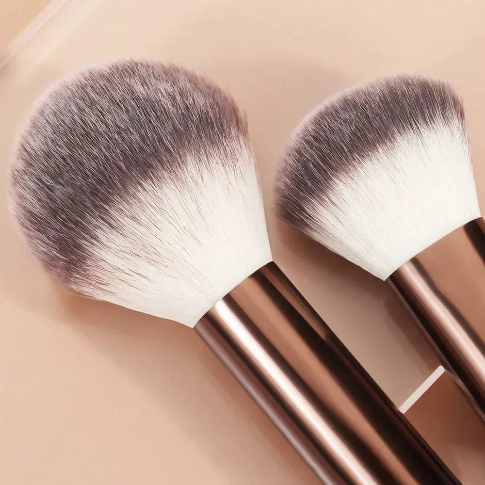 12pcs Professional Makeup Brush Set Incl. Eyeshadow, Powder, Blush Brushes, 2pcs Makeup Sponges, 1pc Powder Puff, Complete Trave