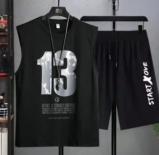 Men's Clothing 2025 New Men's Summer Casual Breathable 2-Piece T-Shirt + Shorts Suit Athletic Loose Fit Set Men's Tank Top