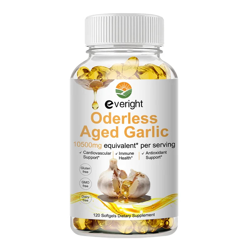 Aged Garlic Extract Capsules – Odorless Formula with Magnesium, Chromium, B1 & B9 – Supports Immune, Heart & Cardiovascular Heal