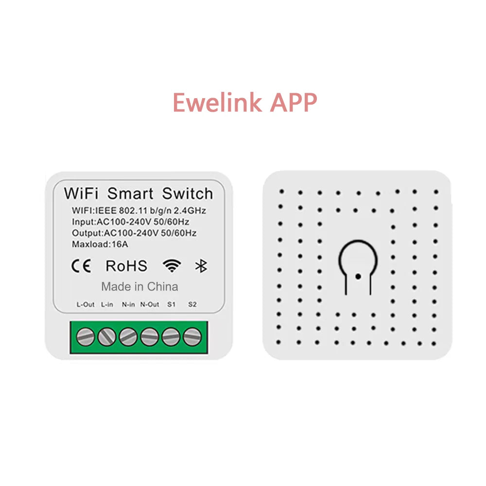Wifi Mini Smart Switch 16A DIY Light Switches Wireless Smart Home with Tuya Smart Life EweLink Homekit Alexa Alice Google Home