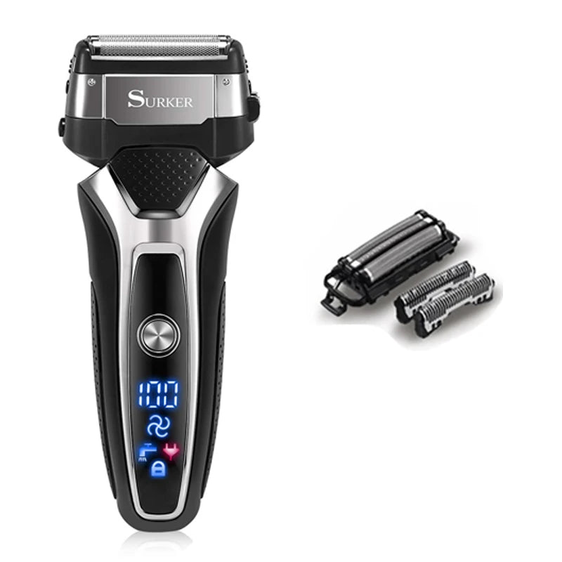 Turbo two speed wet dry rechargeable electric shaver foil set male USB face beard electric razor for men body shaving machine