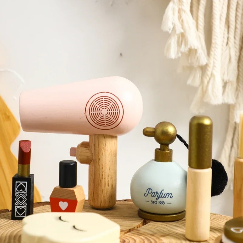 Wooden Baby Toys Simulation Cosmetics Set Pretend Makeup Toys Girls Playing House Game Children Early Education Montessori Toys