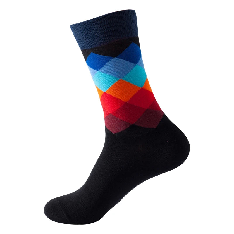 Classic Male Happy Cotton Casual Crew Socks Breathable Color Compression Funny Sox Business Dress High Quality  Socks for Men
