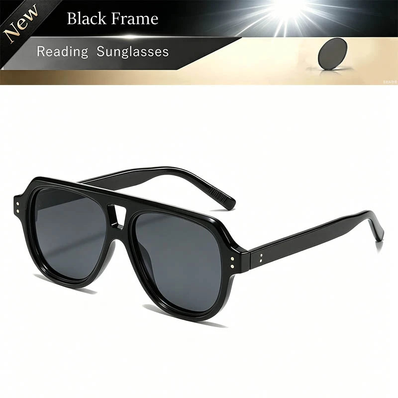 Pilot Dual Bridge Photochromic Reading Glasses Men Women Trendy Designer Prescription Optical Eyewear Customized Sunshade Lenses