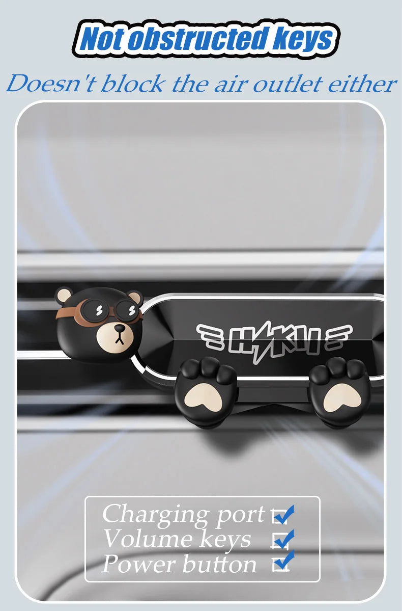 Cartoon car phone holder vent mount strong gravity clip cell air conditioner outlet stand mobile assecories support rack bracket