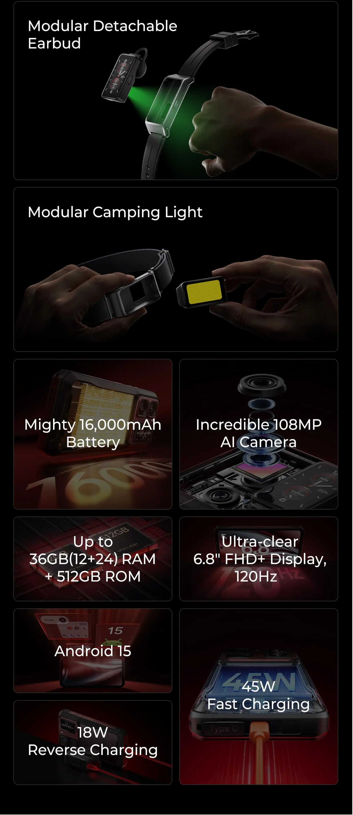 2025 NEW Oukitel WP300 Rugged Phone 6.78" FHD 120Hz Telephone Portable 36GB (12+24) GB+512GB 16000mAh Smartphone 5G Android 15