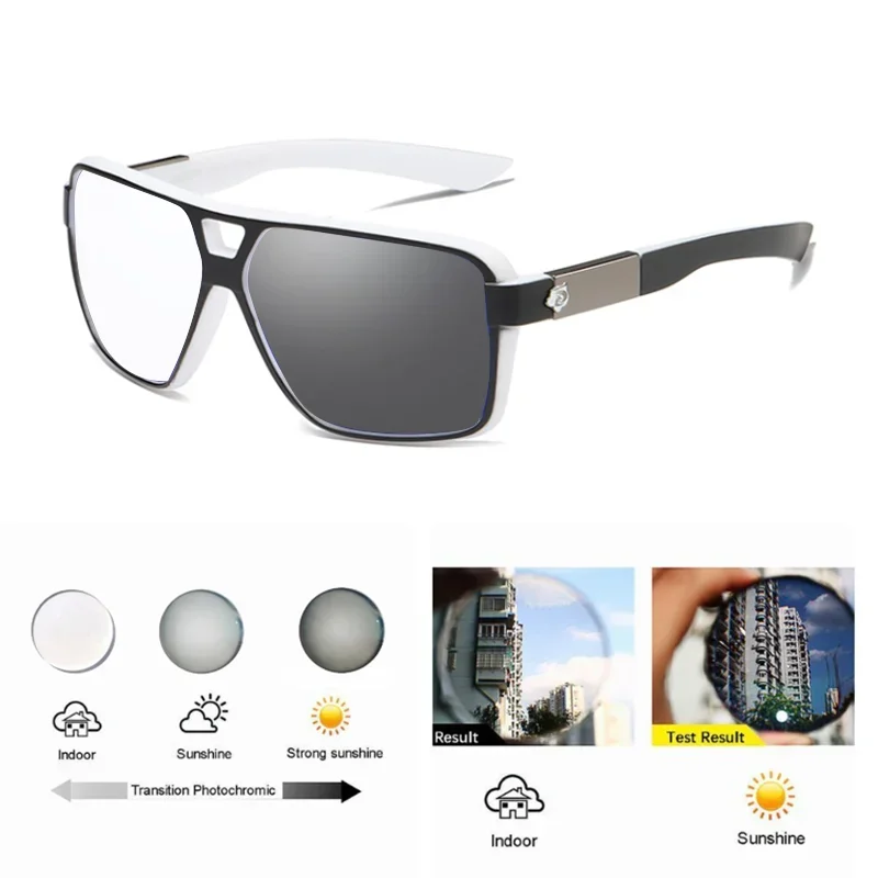Sport Large Frames Photochromic Reading Glasses Men Clear Lens Color Changing Optical Eyeglasses Readers Customized Diopter +1.5