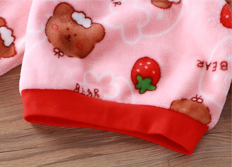 Two-piece Autumn Winter Home Sleepwear Set Boys Baby Fleece Warm Outdoor Children Girls Homewear Suits Thickened Ammonia Fabric