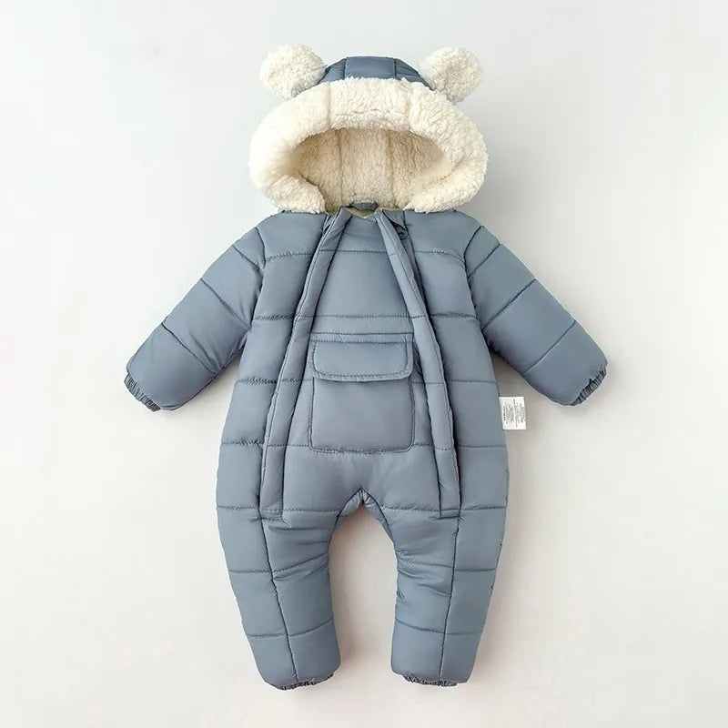 Baby clothes, winter clothes, newborn jumpsuit with fleece and cotton clip baby winter bag handbag foot double zipper