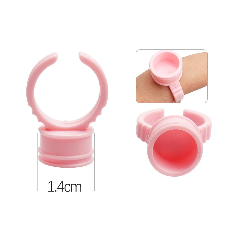 AILEISHI 100Pcs Disposable Eyelash Glue Fan Cup Rings Holder Container Tattoo Pigment Eyelash Extension Tools Lash Supplies