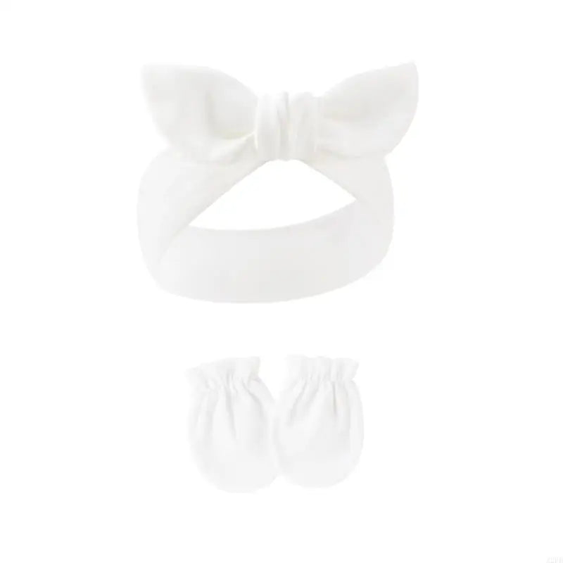 Baby Hair Accessories Set Breathable Head Wrap with Mittens Scratches Resistant for Infants Children Daily Use A2UB