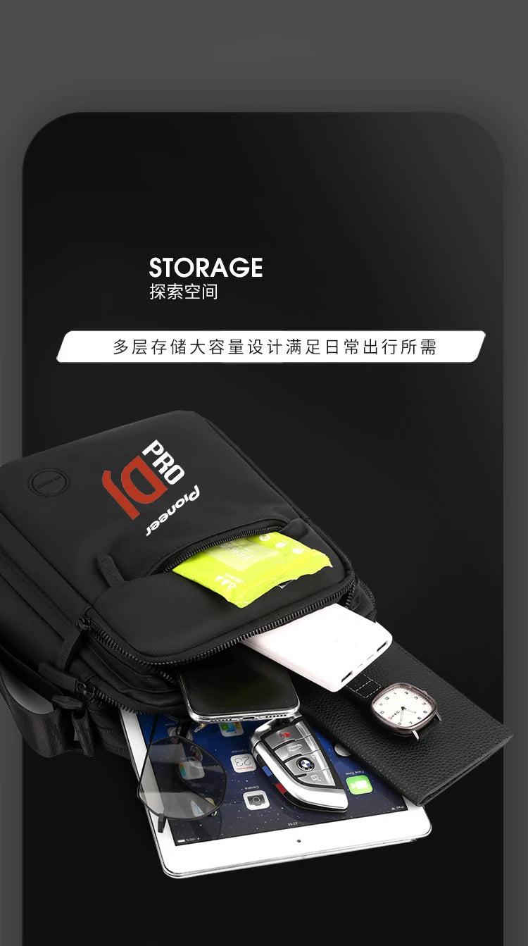 New Pioneer Pro Dj Shoulder Bag Travel Messenger Bag Men's Waterproof Fashion Nylon Shoulder Bag Outdoor Casual Sports Chest Bag