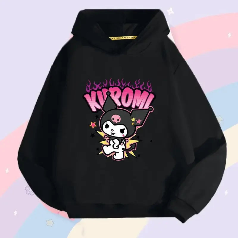 Sanrio Children's Hoodie, Children's Hoodie, Girls' Kuromi Cute Autumn and Winter Warm Children's Hoodie