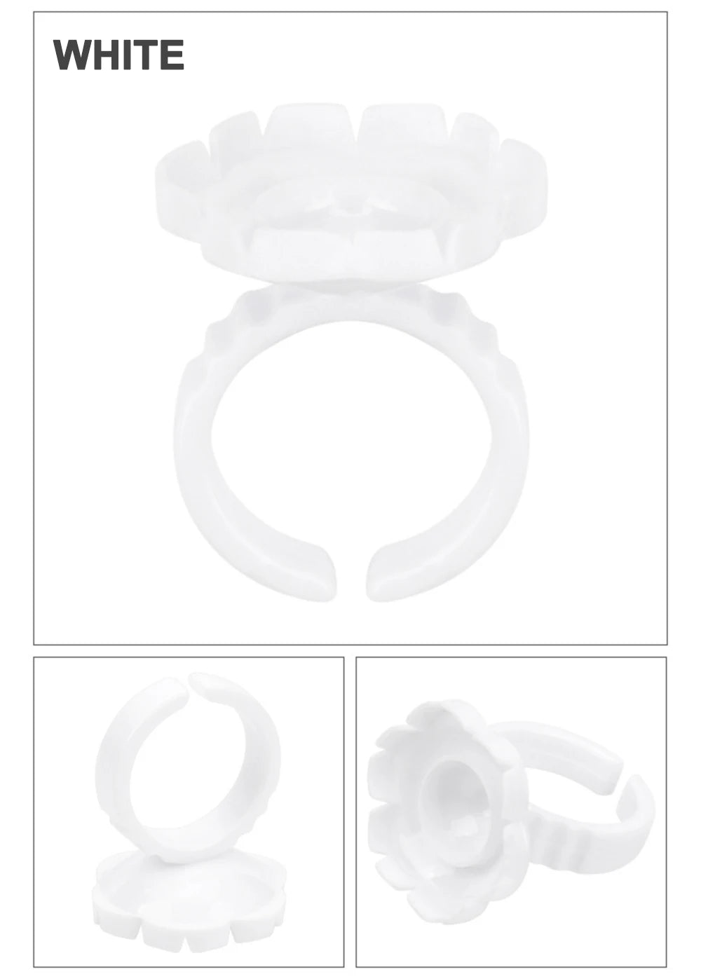 AILEISHI 100Pcs Disposable Eyelash Glue Fan Cup Rings Holder Container Tattoo Pigment Eyelash Extension Tools Lash Supplies