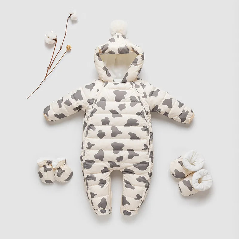 Ircomll Infant Baby Winter Lightweight Duck Down Overalls Fleece Children Jacket Cartoon Rompers For Boys Girls Toddler Jumpsuit