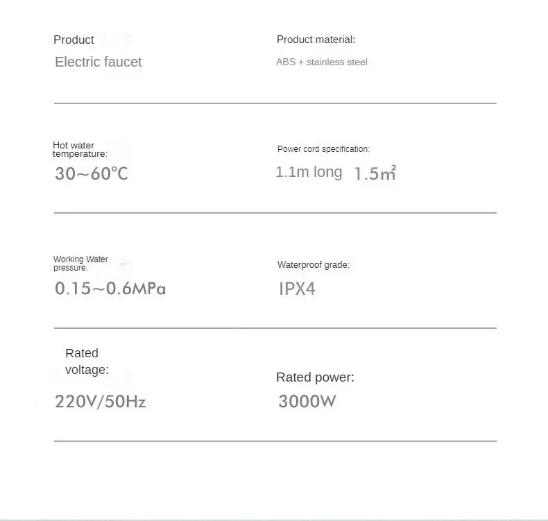 Instant Tankless Mini Electric Hot Water Heater Faucet Kitchen Instant Heating Tap Water Heater with LED Water Tap 3000W