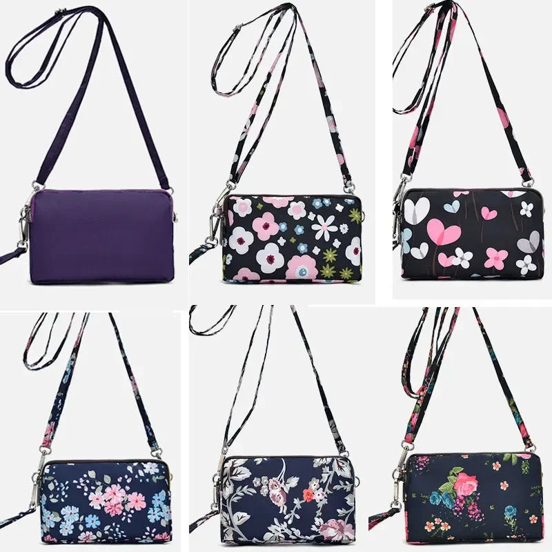 New Trendy Three-layer Women Sports Wallets Crossbody Mobile Phone Bag Pouch Messenger Clutch Bag Coin Purse Outdoor Handbag