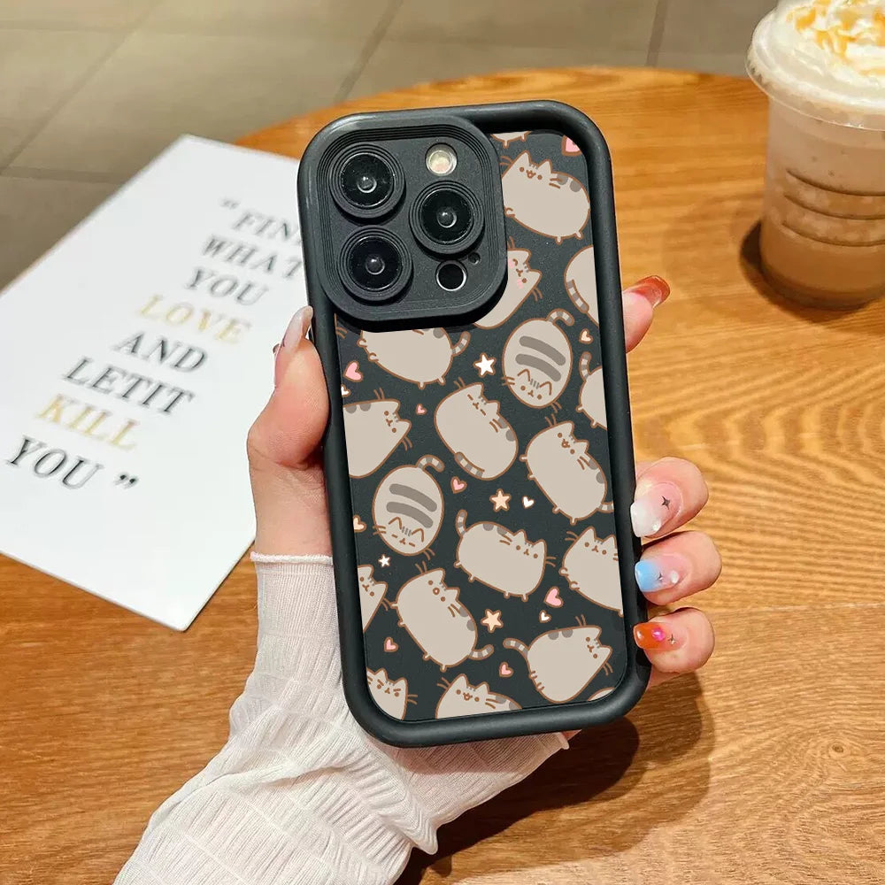 Funny Lovely Pusheen Cat Phone Case For OnePlus 12 12R 11 11R 10R 8T Nord CE Ace 2 3 4 Lite 4G 5G Soft Silicone TPU Back Cover