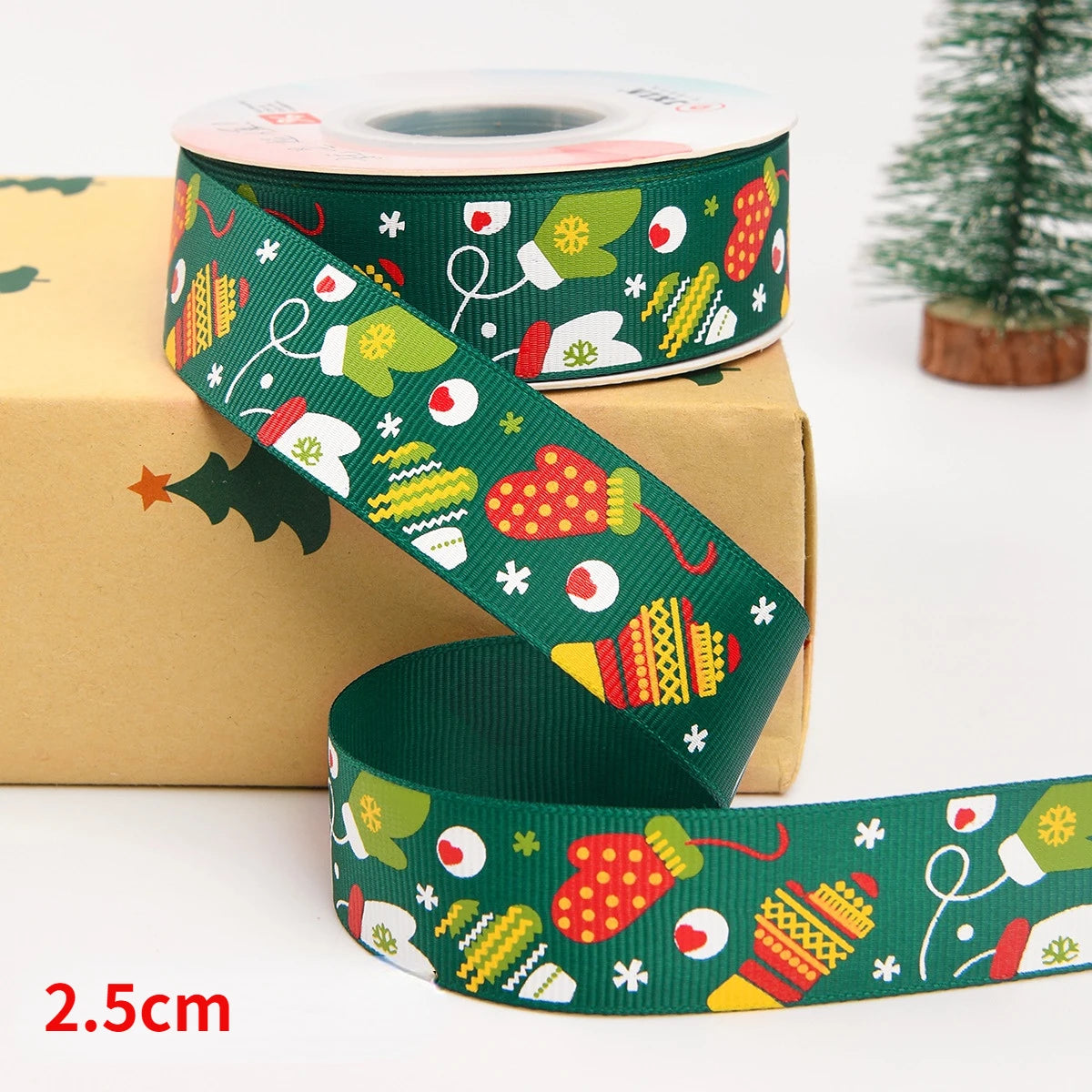 5yards Christmas Ribbon Printed Christmas Polyester Ribbon For Handmade Design Christma Decoration DIY Cake Bouquet Gift Packing