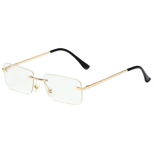 Rimless Rectangle Sunglasses Men Women Fashion Vintage Ocean Lens Casual Shades Trendy Luxury Brand Design Decor Sun Glasses