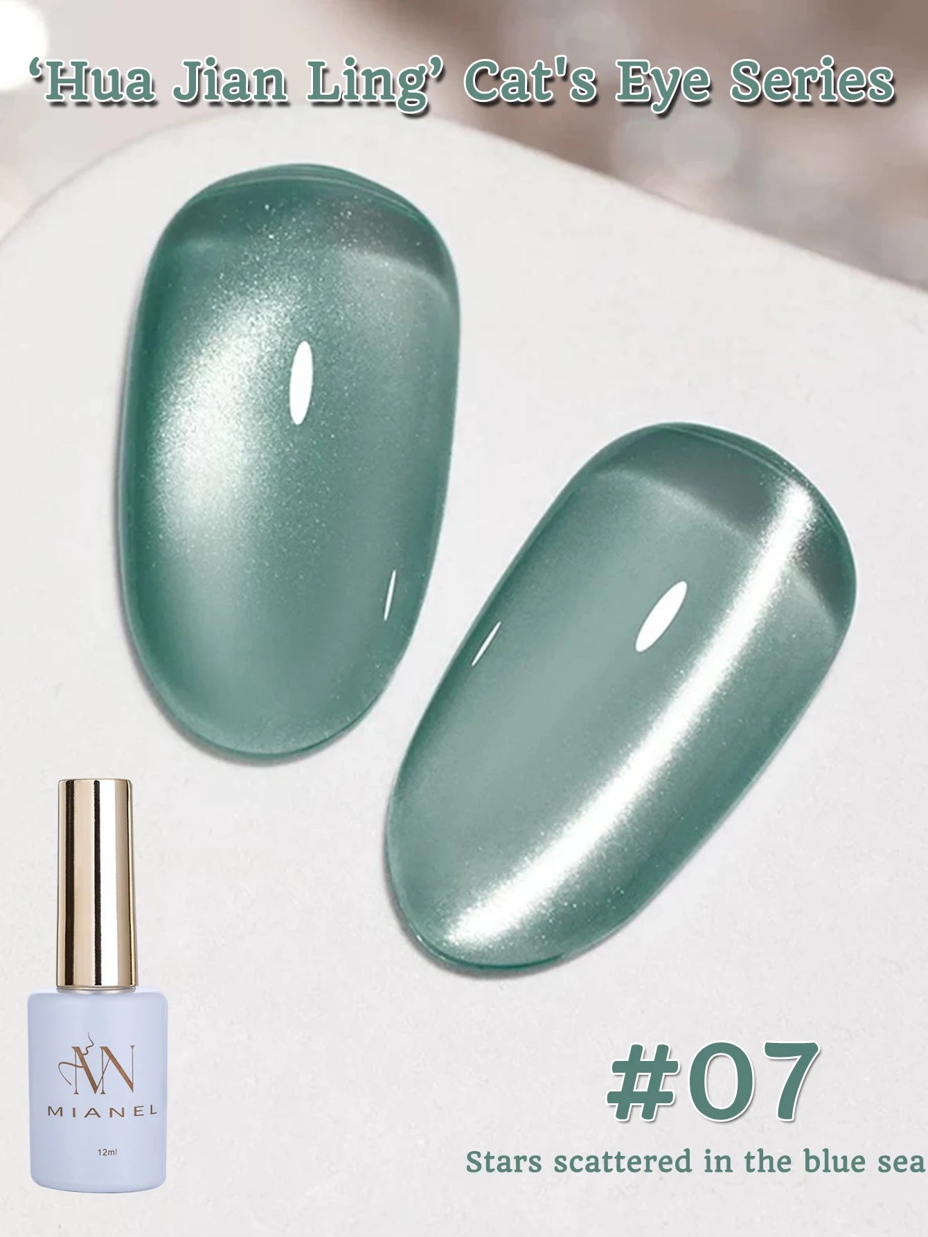 MIANEL 12ML 1-21pcs Emperor Green Cat Eye Gel Nail Polish Whitenning Nails Green Nails Suitable For Nail Salons Nail Supplies