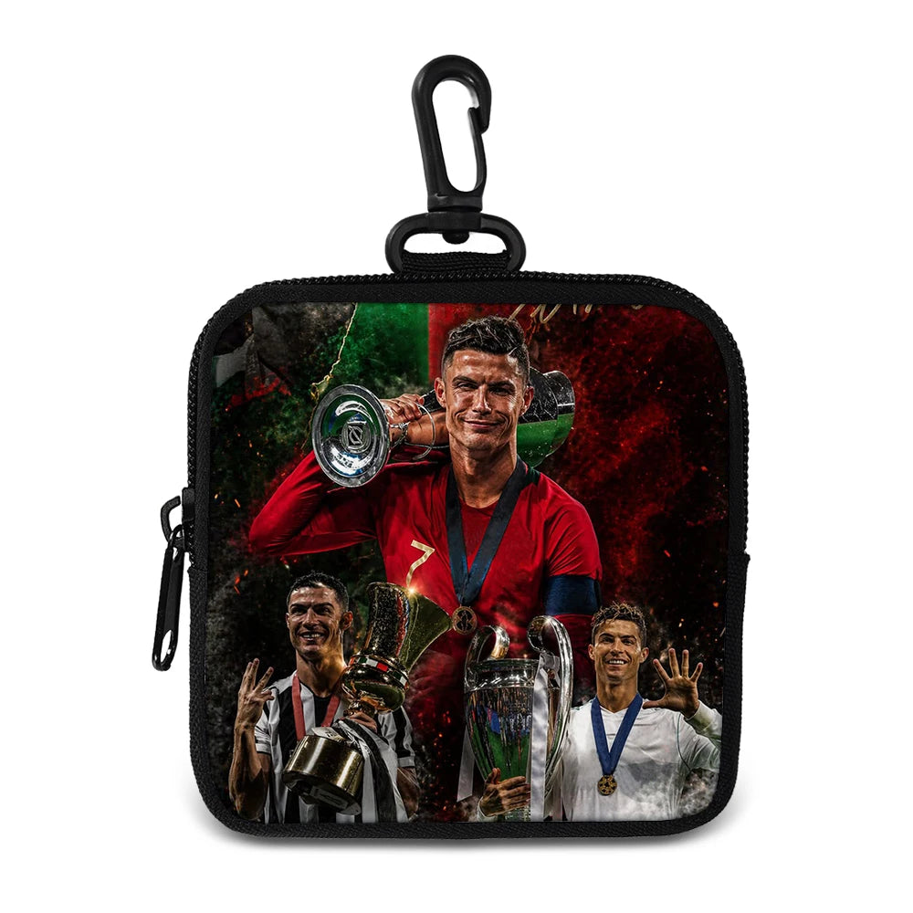 Ronaldo Money Coin Purse with Key Ring Pocket Purse mini headphone bag Football Star storage bag Credit Card Holoder Man Women