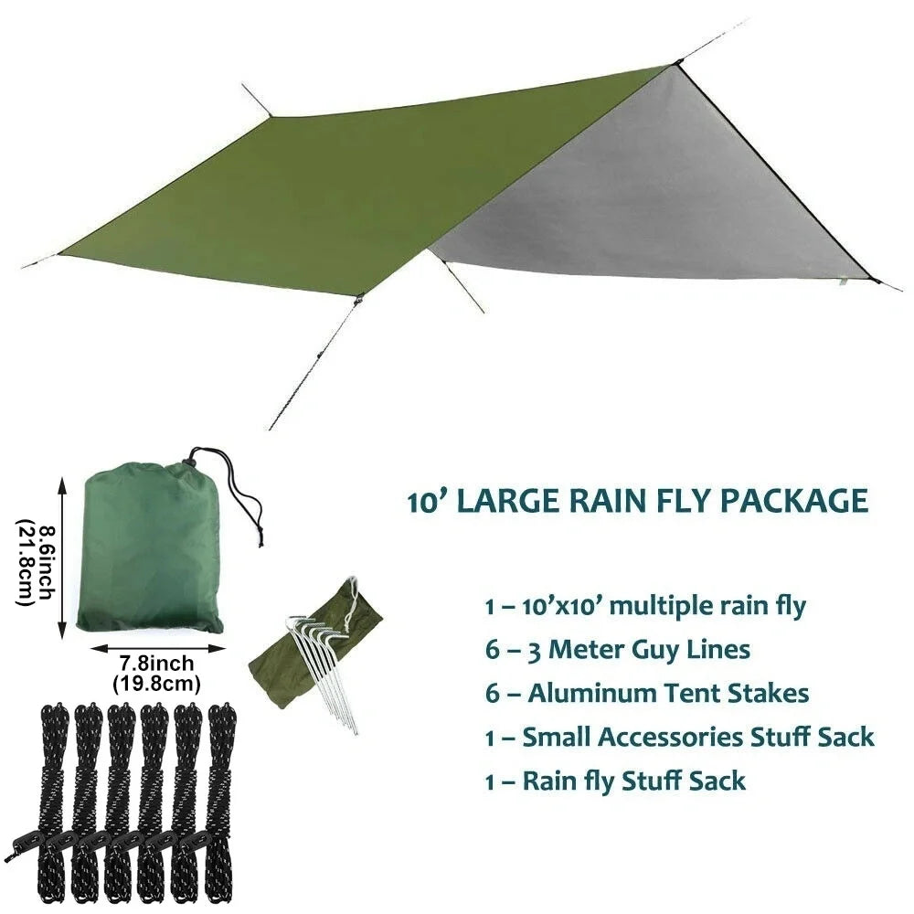 290x290cm Lightweight Waterproof Outdoor Camping Tent Tarp Backpacking Shelter Sun Sail Shade Garden Plant Cover Canopy Awning