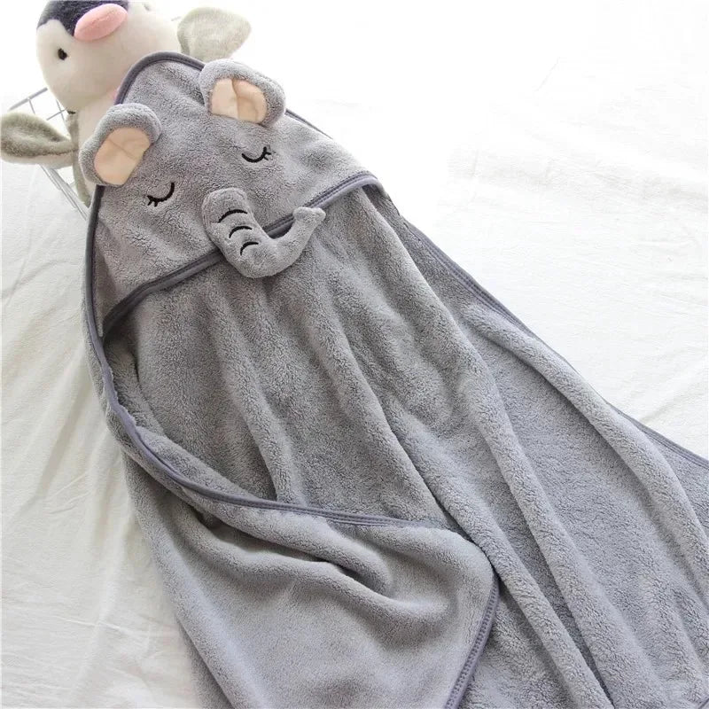 80*80cm/ Cartoon Baby Bath Towel Body Hooded Polyester Fiber Baby Bathrobe Newborn Swaddling Girl and Boy Baby Blanket
