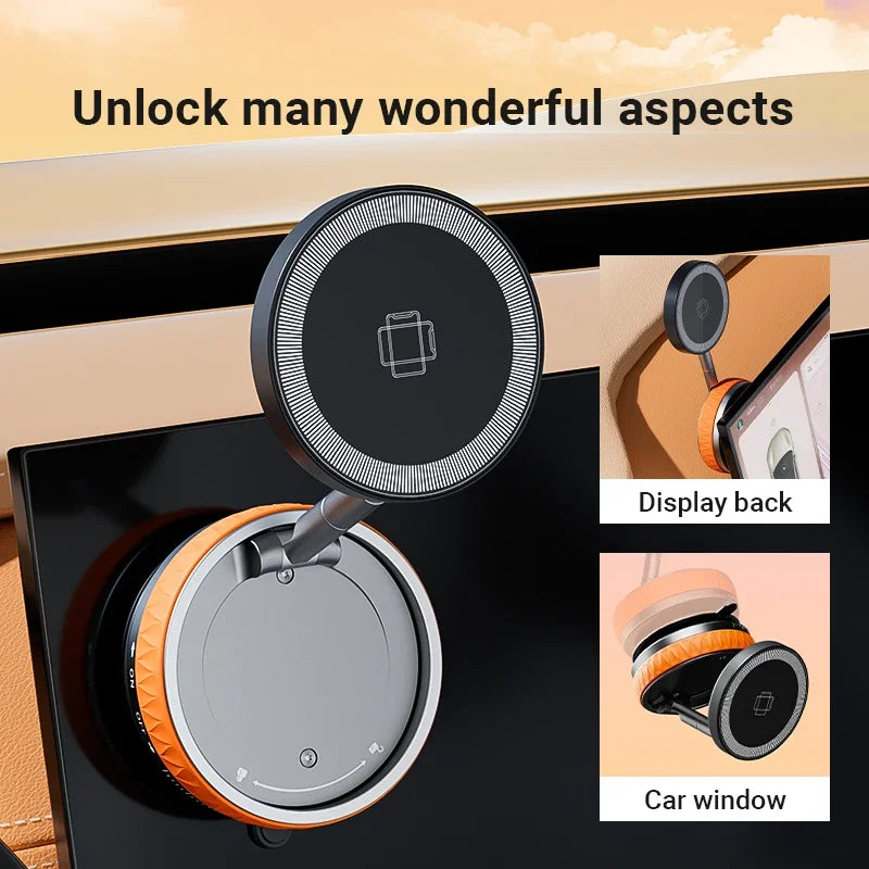 15W Wireless Car Charger Mount,Magnetic Vacuum Suction 360° Rotatable Foldable Portable Multi-Scenario Phone Stand for All Phone