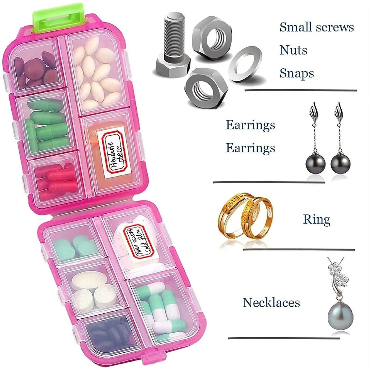 Travel Pill Organizer Moisture Proof Pills Box for Pocket Purse Daily Pill Case Portable Medicine Vitamin Holder Container