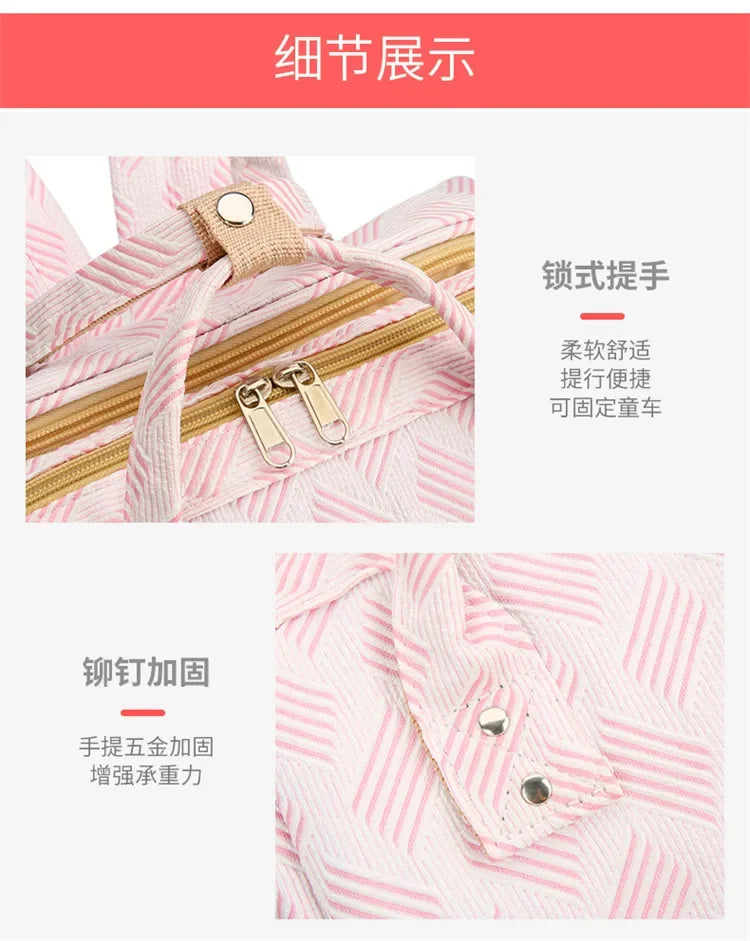 Baby Diaper Bag with Stroller Hooks Portable Baby Crib Diaper Changing Pad Baby Carrier Bag for Activity Mom Backpack 30*20*40cm