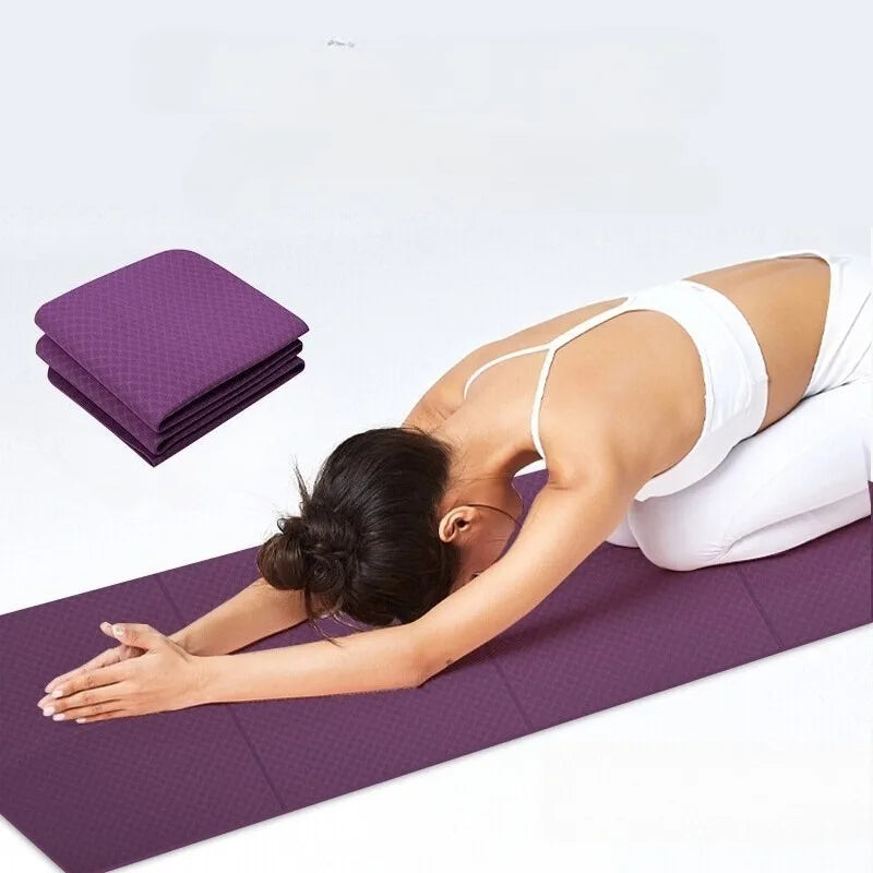 TPE Folding Yoga Mat Sports Anti Slip Shock-absorbing Fitness Folding Mat High-density 6mm Portable Belt Wear-resistant Rest Mat