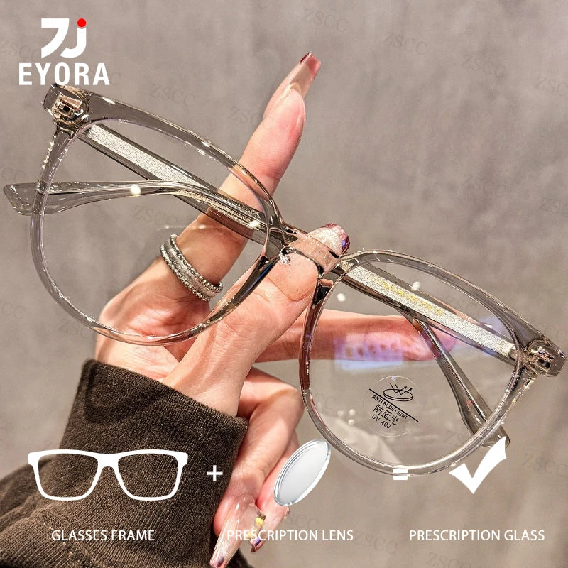 EYORA Minimalist Square Round Reading Glasses for Women Photochromic Anti Blue Light Intelligent Progressive Multifocal Lenses