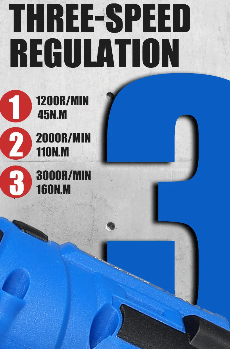 LYUWO 16V Electric Drill Screwdriver 160N.m impact Driver cordless drill Household Multifunction Hit Power Tools