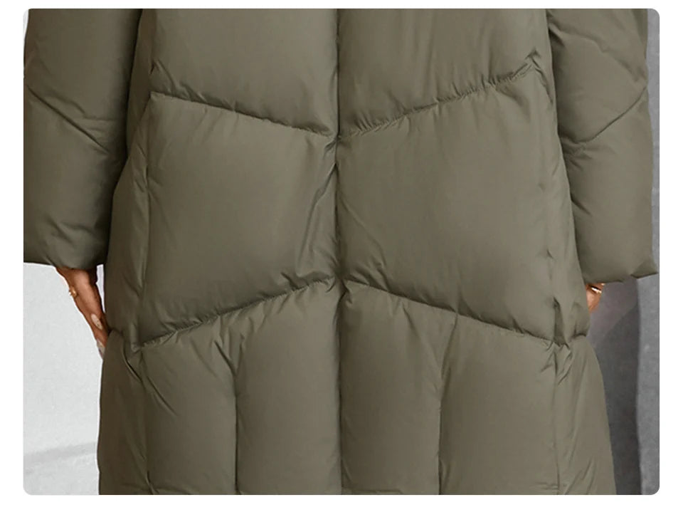 GASMAN 2024 Winter Down Jacket Women Long Classic zipper Design Pocket Stand Collar Hooded Slim Coat Women Parkas 88590