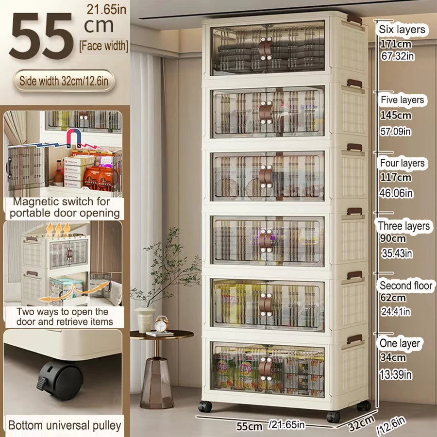 Large Capacity Folding Storage Cabinet - Dustproof Wardrobe Closet Organizer Easy Install