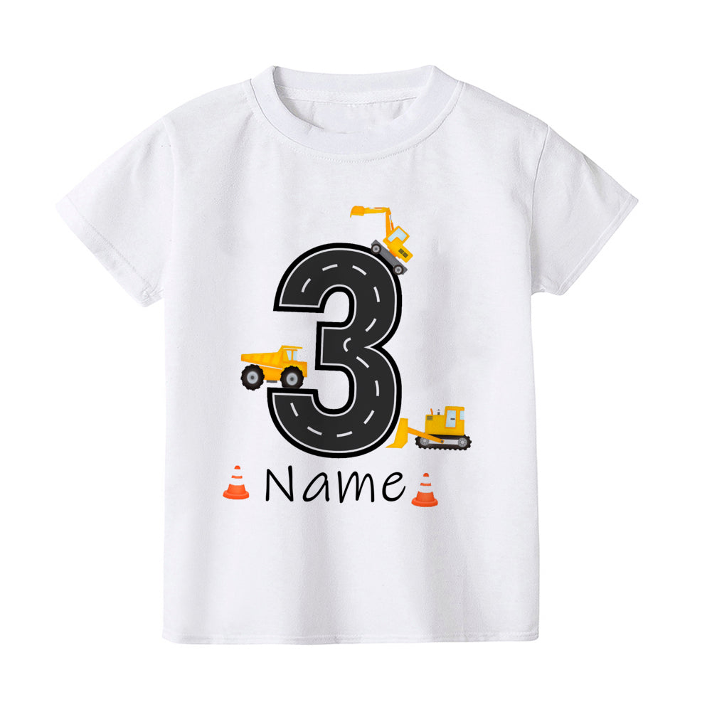 Personalized Construction Birthday Shirt Boy Clothes Custom Name Kid Vehicle Tshirt Kid Birthday Party Gift Children Shirts